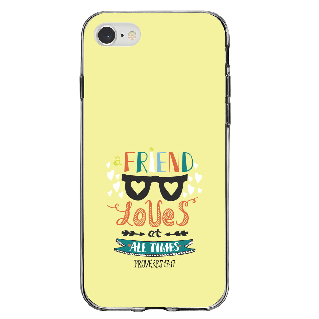 Proverbs 17:17, A Friend Loves at All Times Clear Shockproof iPhone Case, view 5