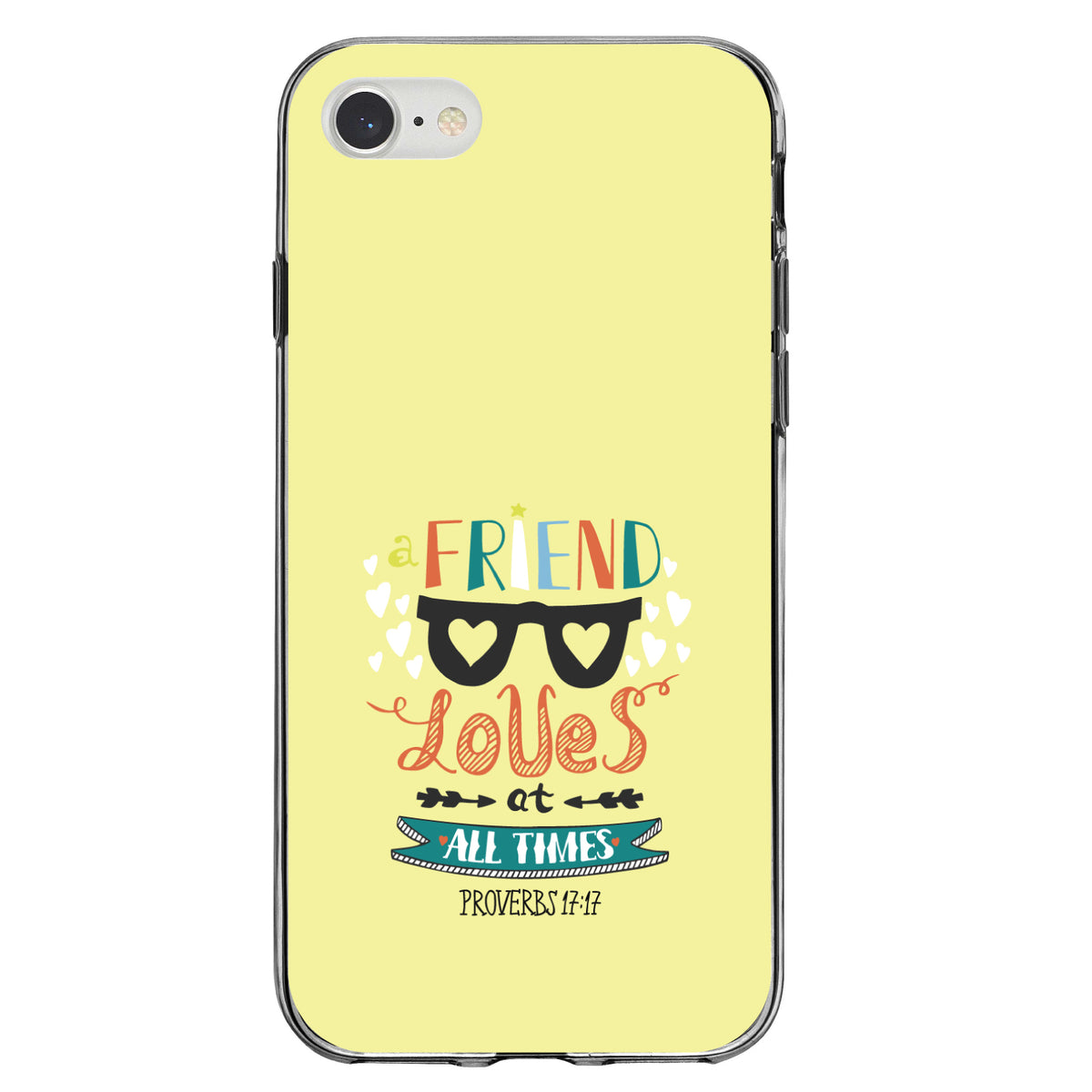 Proverbs 17:17, A Friend Loves at All Times Clear Shockproof iPhone Case, view 5