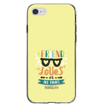 DistinctInk® Clear Shockproof Hybrid Case for Apple iPhone / Samsung Galaxy / Google Pixel - Proverbs 17:17 - A Friend Loves at All Times