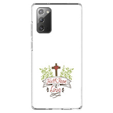 DistinctInk® Clear Shockproof Hybrid Case for Apple iPhone / Samsung Galaxy / Google Pixel - Faith, Hope & Love  - Cross & Leaves