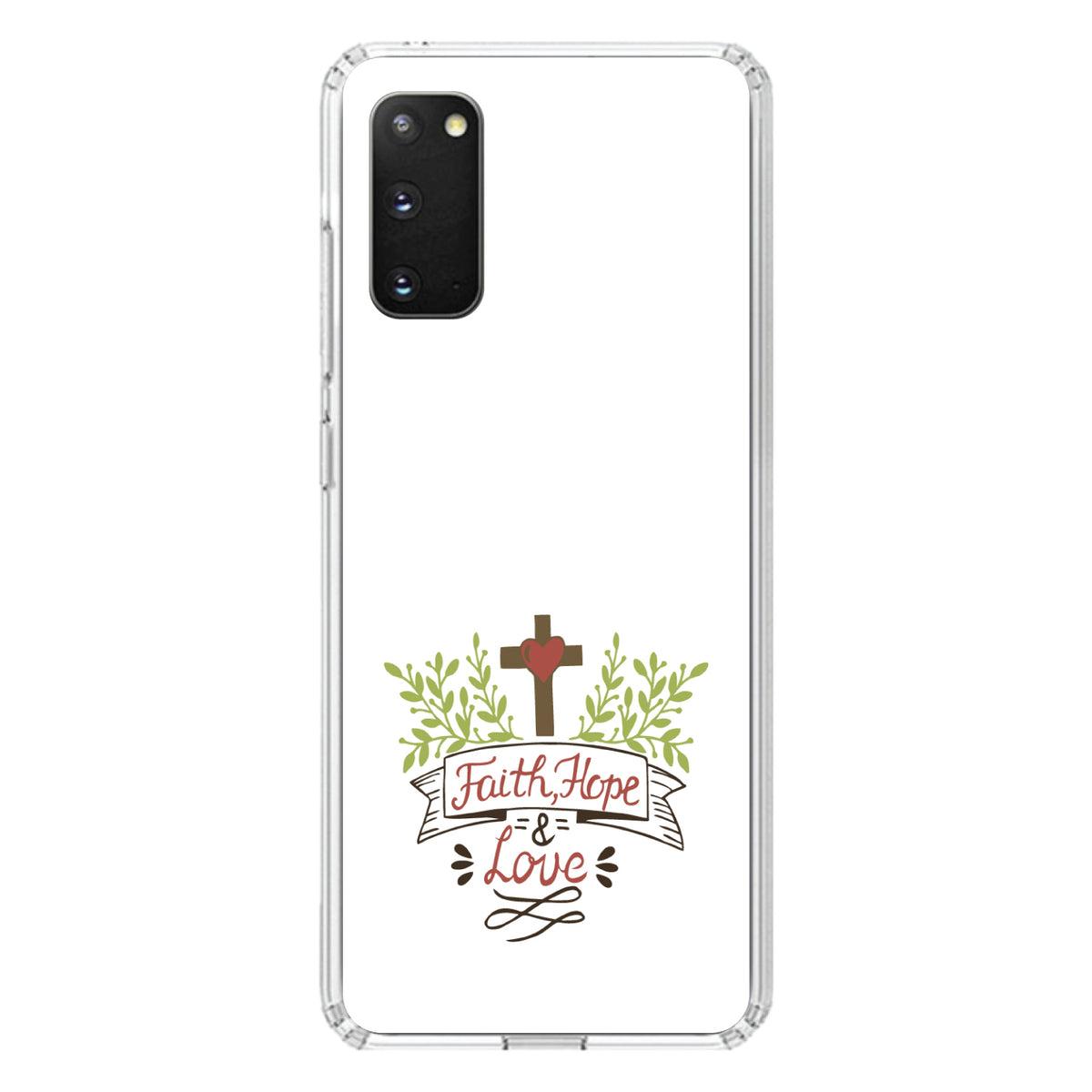 Faith, Hope & Love, Cross & Leaves Clear Shockproof iPhone Case, view 14
