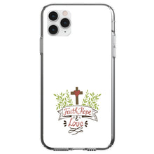 DistinctInk® Clear Shockproof Hybrid Case for Apple iPhone / Samsung Galaxy / Google Pixel - Faith, Hope & Love  - Cross & Leaves