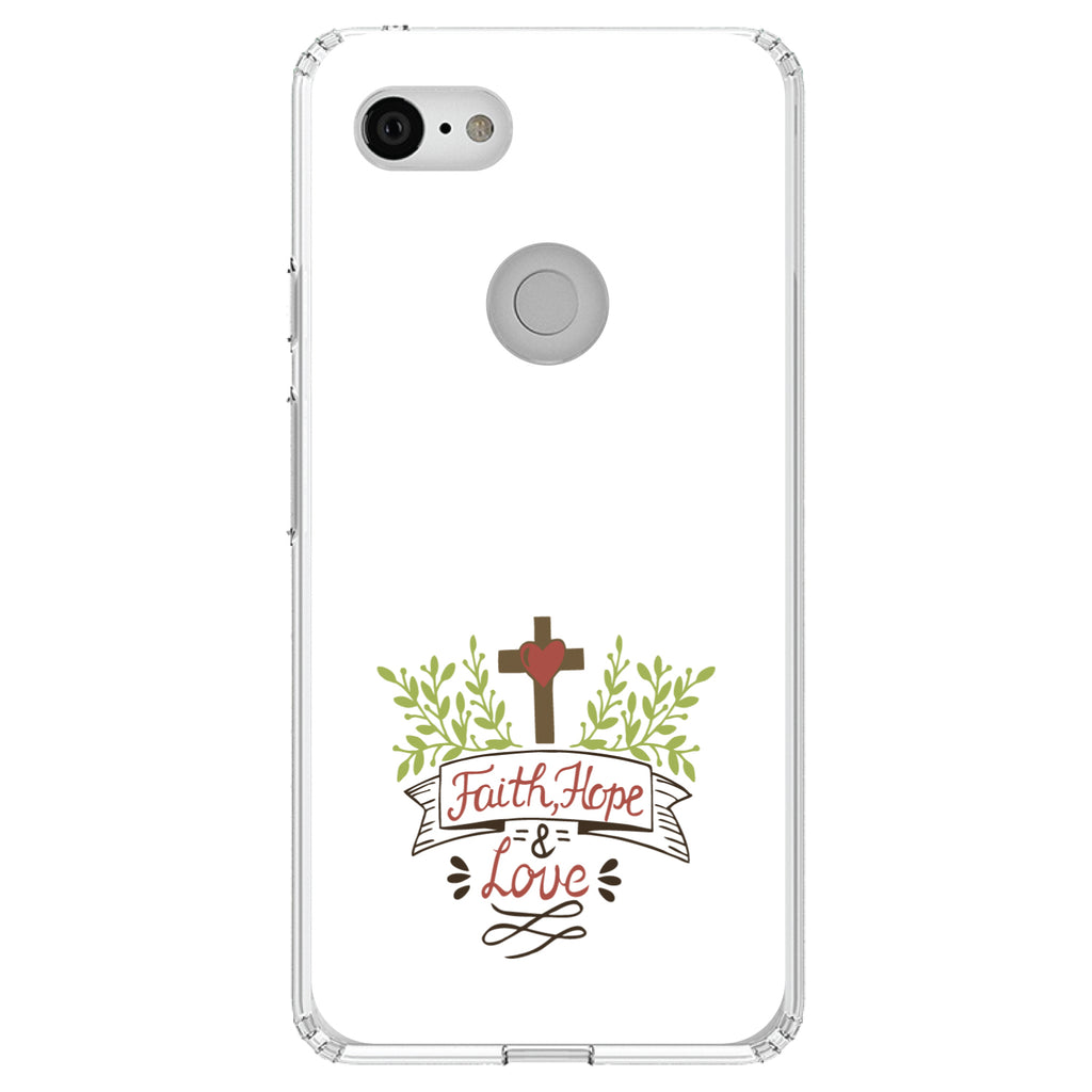 Faith, Hope & Love, Cross & Leaves Clear Shockproof iPhone Case, view 22