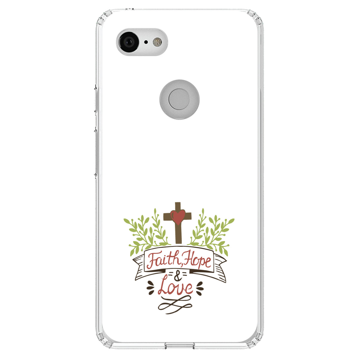 Faith, Hope & Love, Cross & Leaves Clear Shockproof iPhone Case, view 22