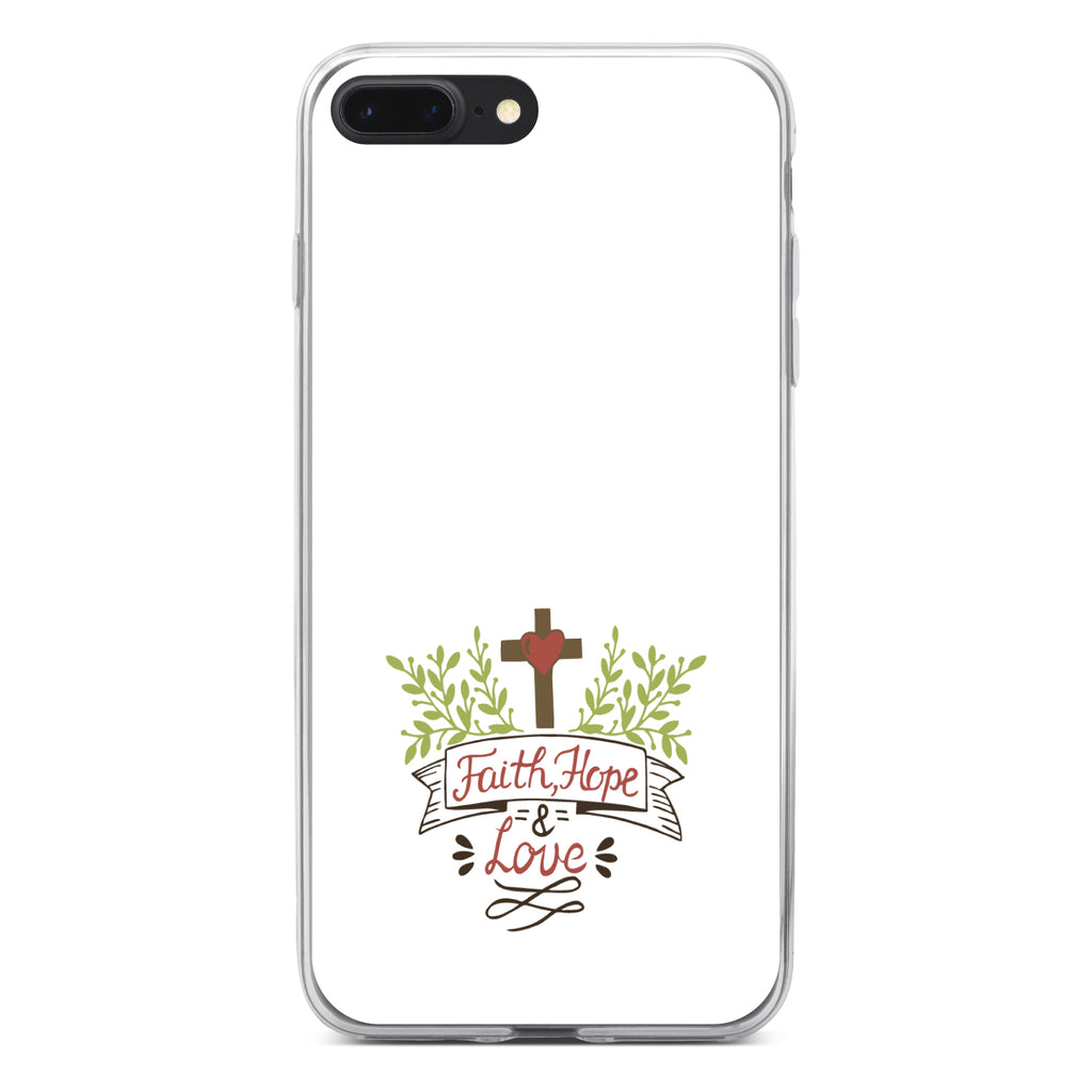 Faith, Hope & Love, Cross & Leaves Clear Shockproof iPhone Case, view 6