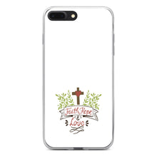 DistinctInk® Clear Shockproof Hybrid Case for Apple iPhone / Samsung Galaxy / Google Pixel - Faith, Hope & Love  - Cross & Leaves