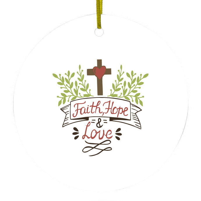 Cross & Leaves Ceramic Ornament