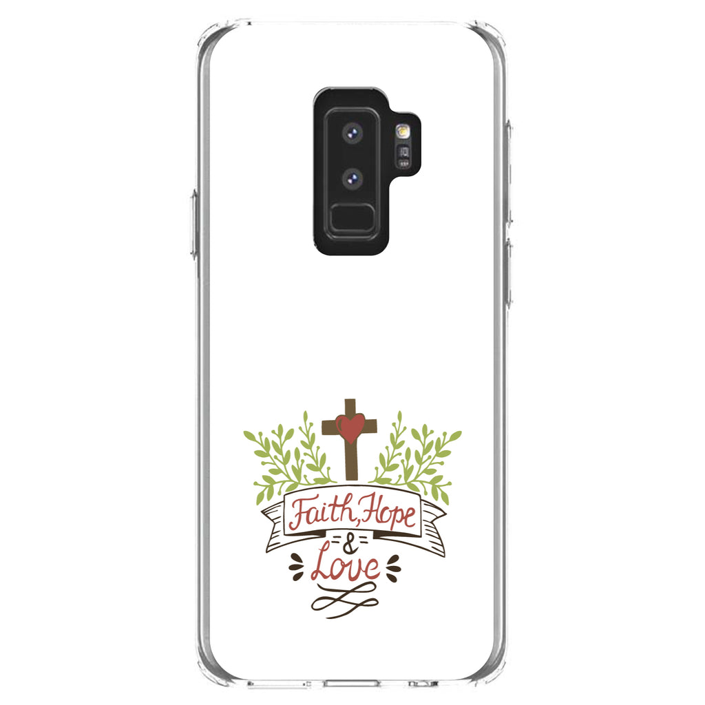 Faith, Hope & Love, Cross & Leaves Clear Shockproof iPhone Case, view 20