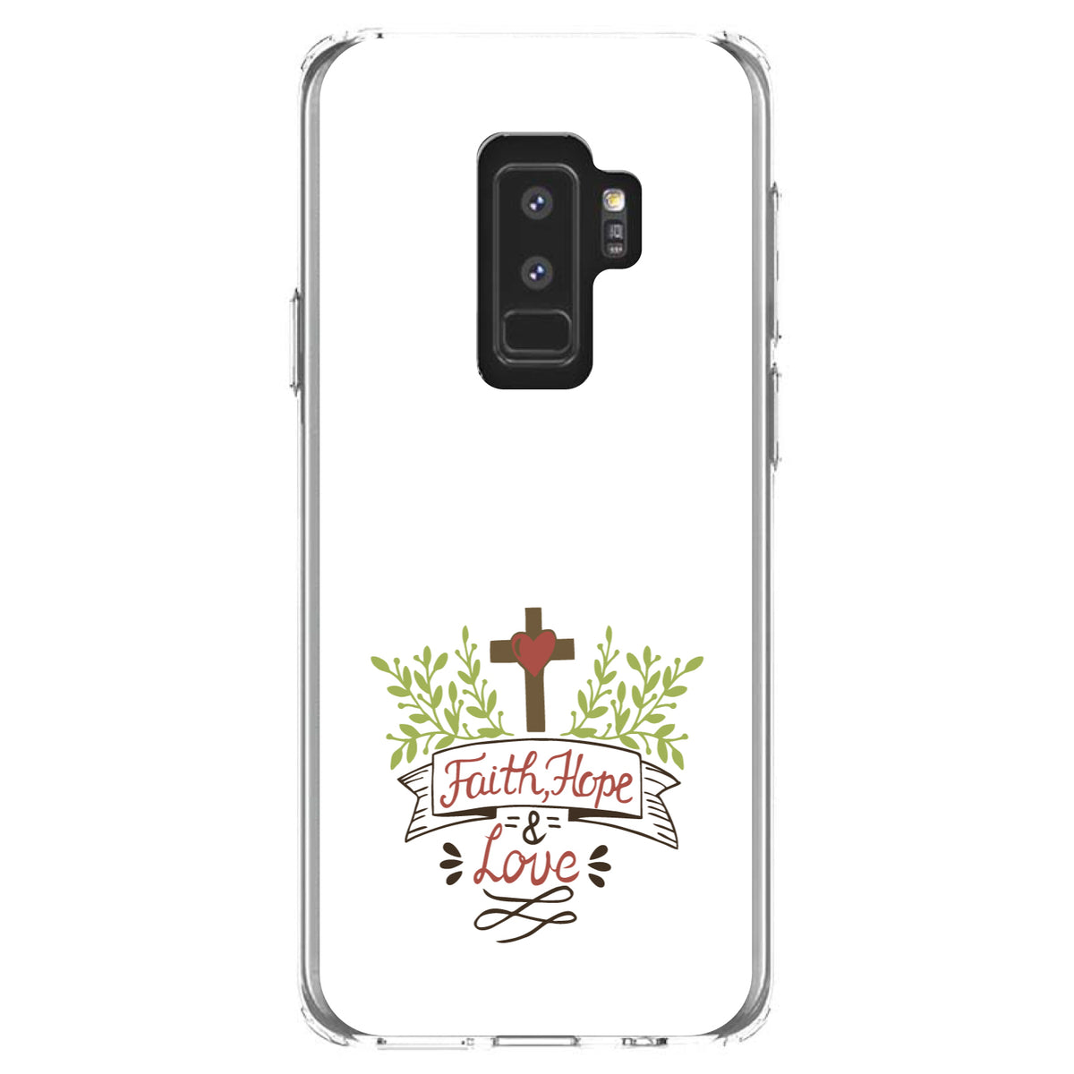 Faith, Hope & Love, Cross & Leaves Clear Shockproof iPhone Case, view 20