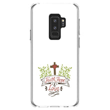 DistinctInk® Clear Shockproof Hybrid Case for Apple iPhone / Samsung Galaxy / Google Pixel - Faith, Hope & Love  - Cross & Leaves