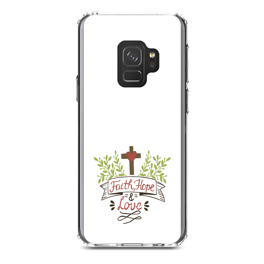 Faith, Hope & Love, Cross & Leaves Clear Shockproof iPhone Case, view 19