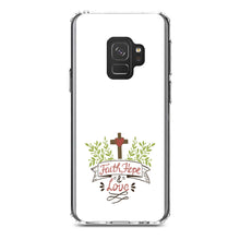 DistinctInk® Clear Shockproof Hybrid Case for Apple iPhone / Samsung Galaxy / Google Pixel - Faith, Hope & Love  - Cross & Leaves