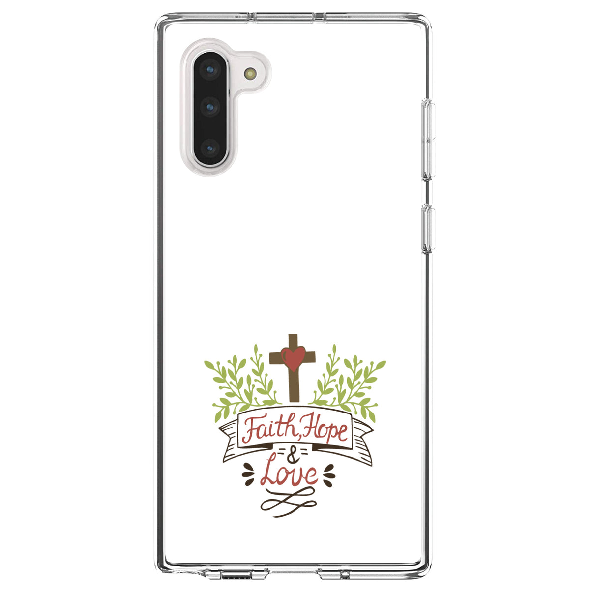 Faith, Hope & Love, Cross & Leaves Clear Shockproof iPhone Case, view 9