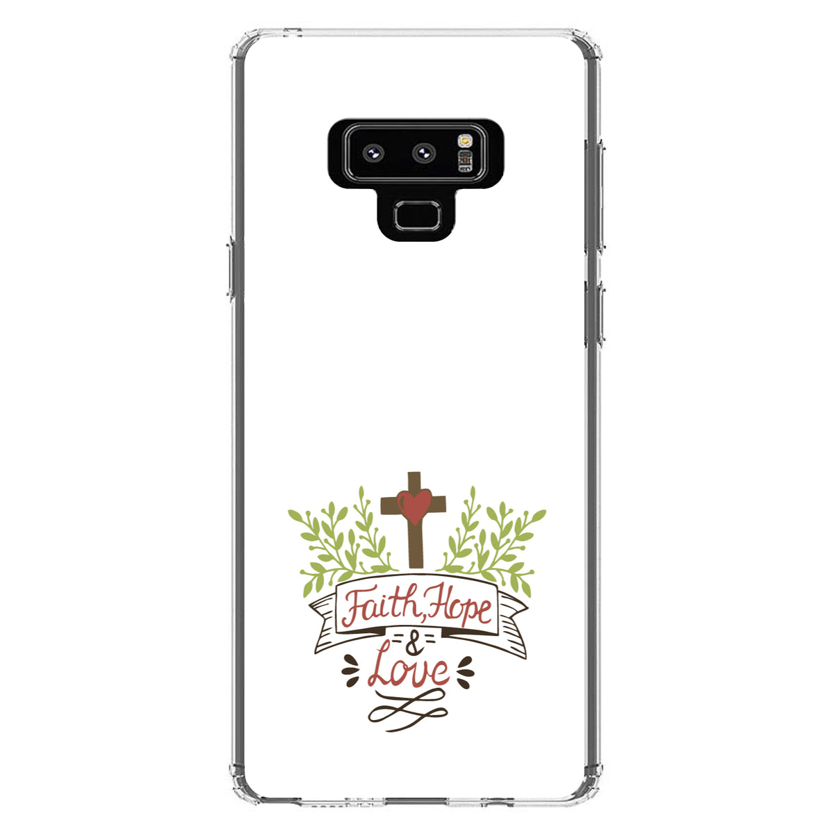 Faith, Hope & Love, Cross & Leaves Clear Shockproof iPhone Case, view 11