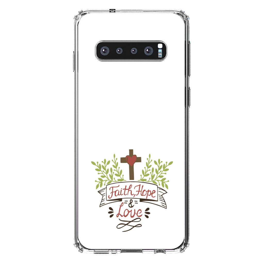 Faith, Hope & Love, Cross & Leaves Clear Shockproof iPhone Case, view 17