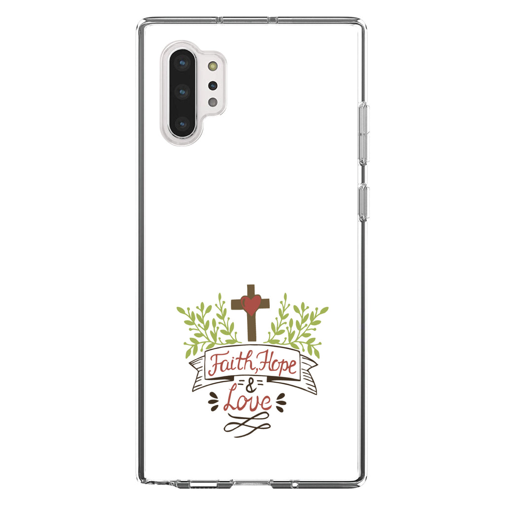 Faith, Hope & Love, Cross & Leaves Clear Shockproof iPhone Case, view 10