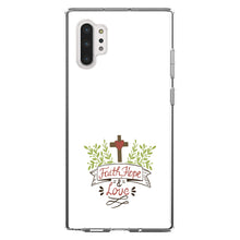 DistinctInk® Clear Shockproof Hybrid Case for Apple iPhone / Samsung Galaxy / Google Pixel - Faith, Hope & Love  - Cross & Leaves
