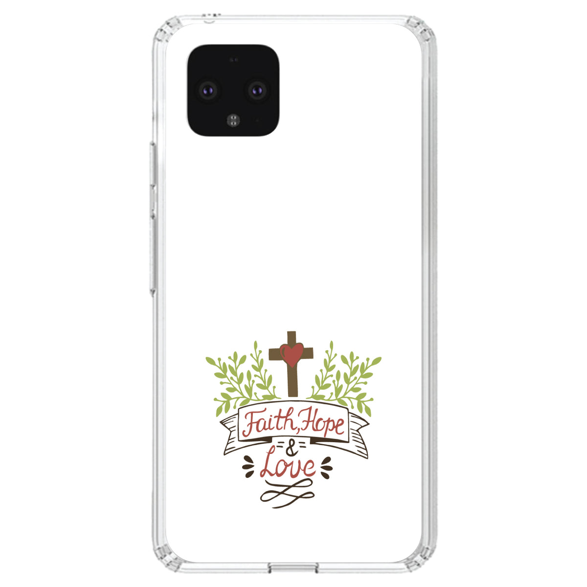 Faith, Hope & Love, Cross & Leaves Clear Shockproof iPhone Case, view 23