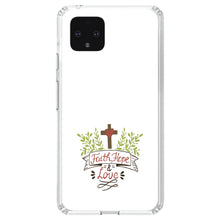 DistinctInk® Clear Shockproof Hybrid Case for Apple iPhone / Samsung Galaxy / Google Pixel - Faith, Hope & Love  - Cross & Leaves
