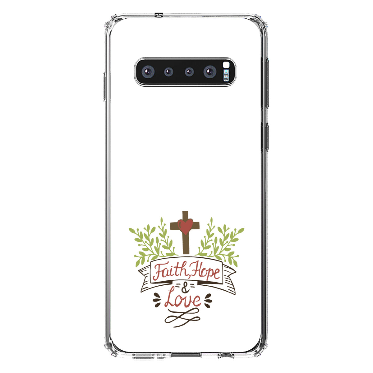 Faith, Hope & Love, Cross & Leaves Clear Shockproof iPhone Case, view 16