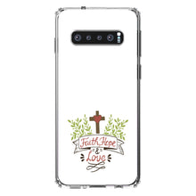 DistinctInk® Clear Shockproof Hybrid Case for Apple iPhone / Samsung Galaxy / Google Pixel - Faith, Hope & Love  - Cross & Leaves