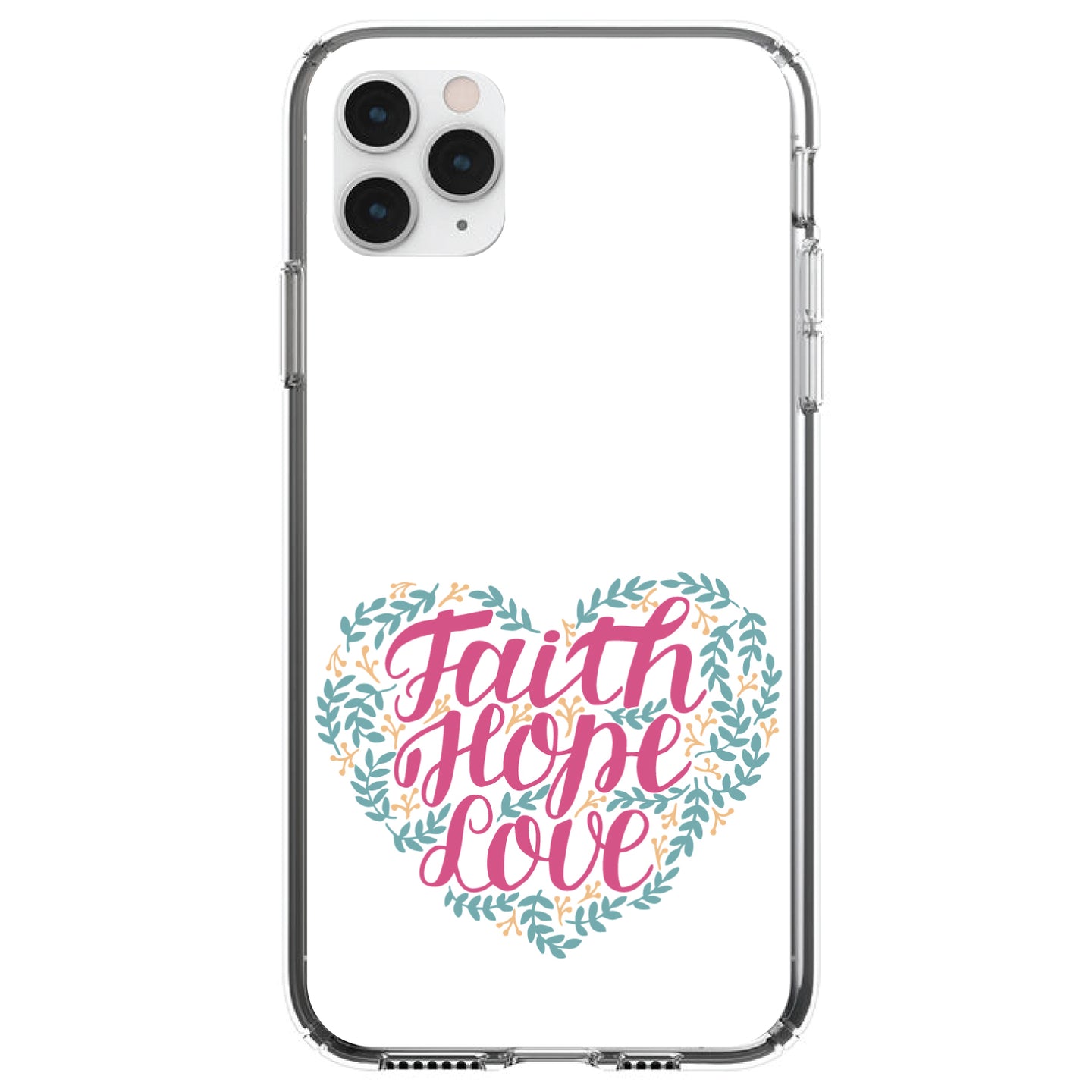 DistinctInk® Clear Shockproof Hybrid Case for Apple iPhone / Samsung Galaxy / Google Pixel - Faith / Hope / Love - Floral
