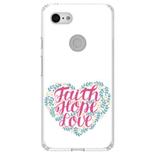 DistinctInk® Clear Shockproof Hybrid Case for Apple iPhone / Samsung Galaxy / Google Pixel - Faith / Hope / Love - Floral