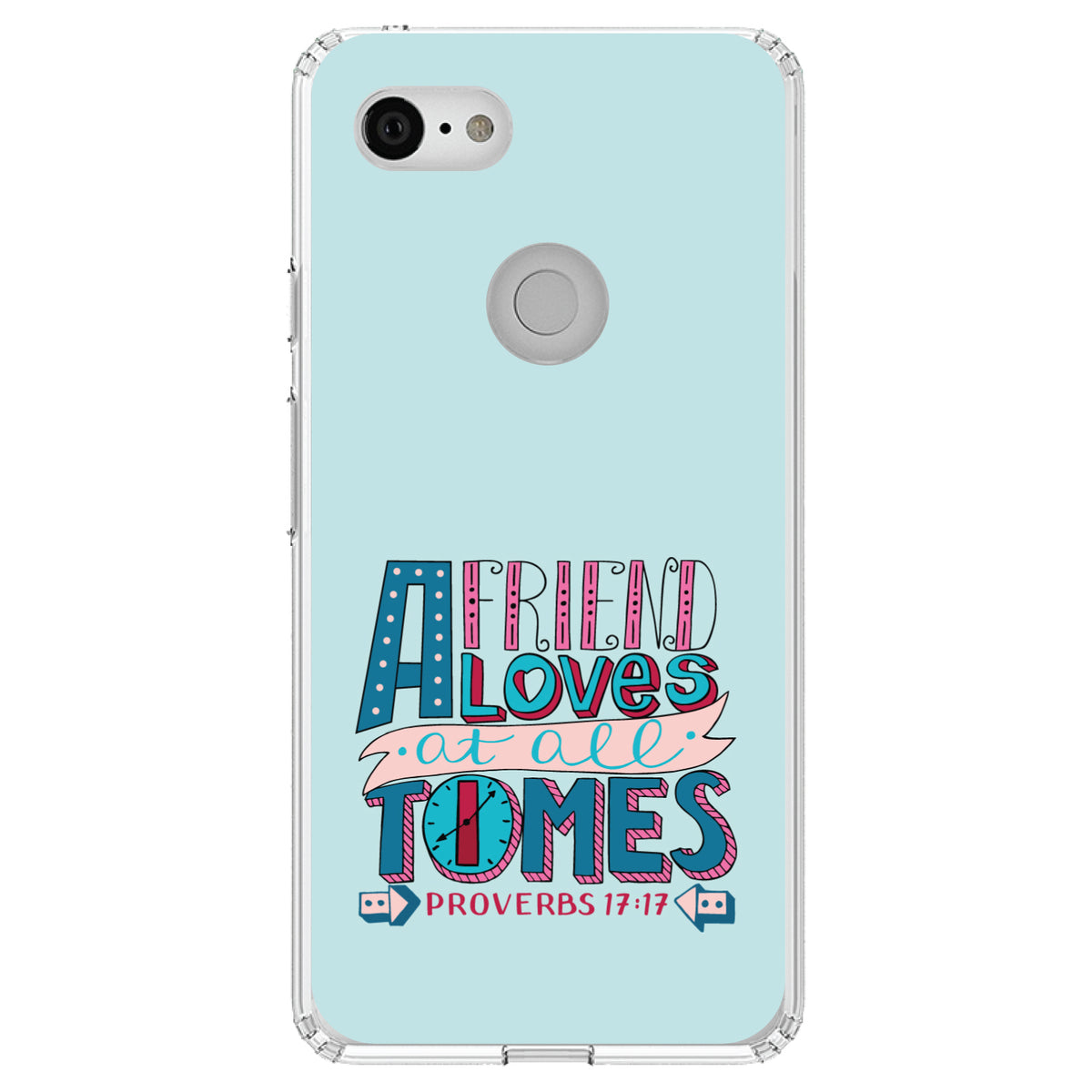 Proverbs 17:17, Clock, Friend Loves at All Times Clear Shockproof iPhone Case, view 22