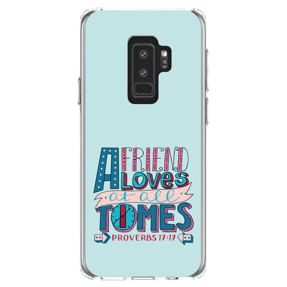 Proverbs 17:17, Clock, Friend Loves at All Times Clear Shockproof iPhone Case, view 20