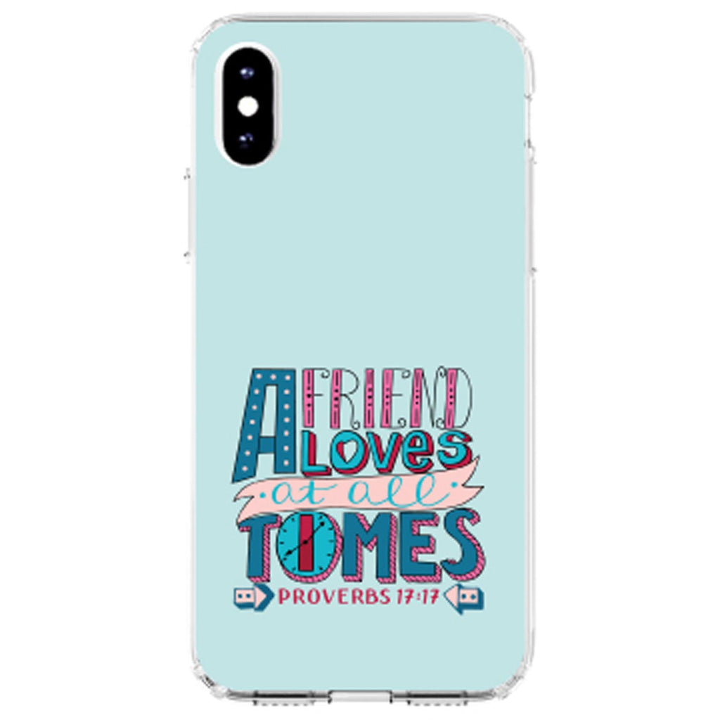Proverbs 17:17, Clock, Friend Loves at All Times Clear Shockproof iPhone Case, view 4