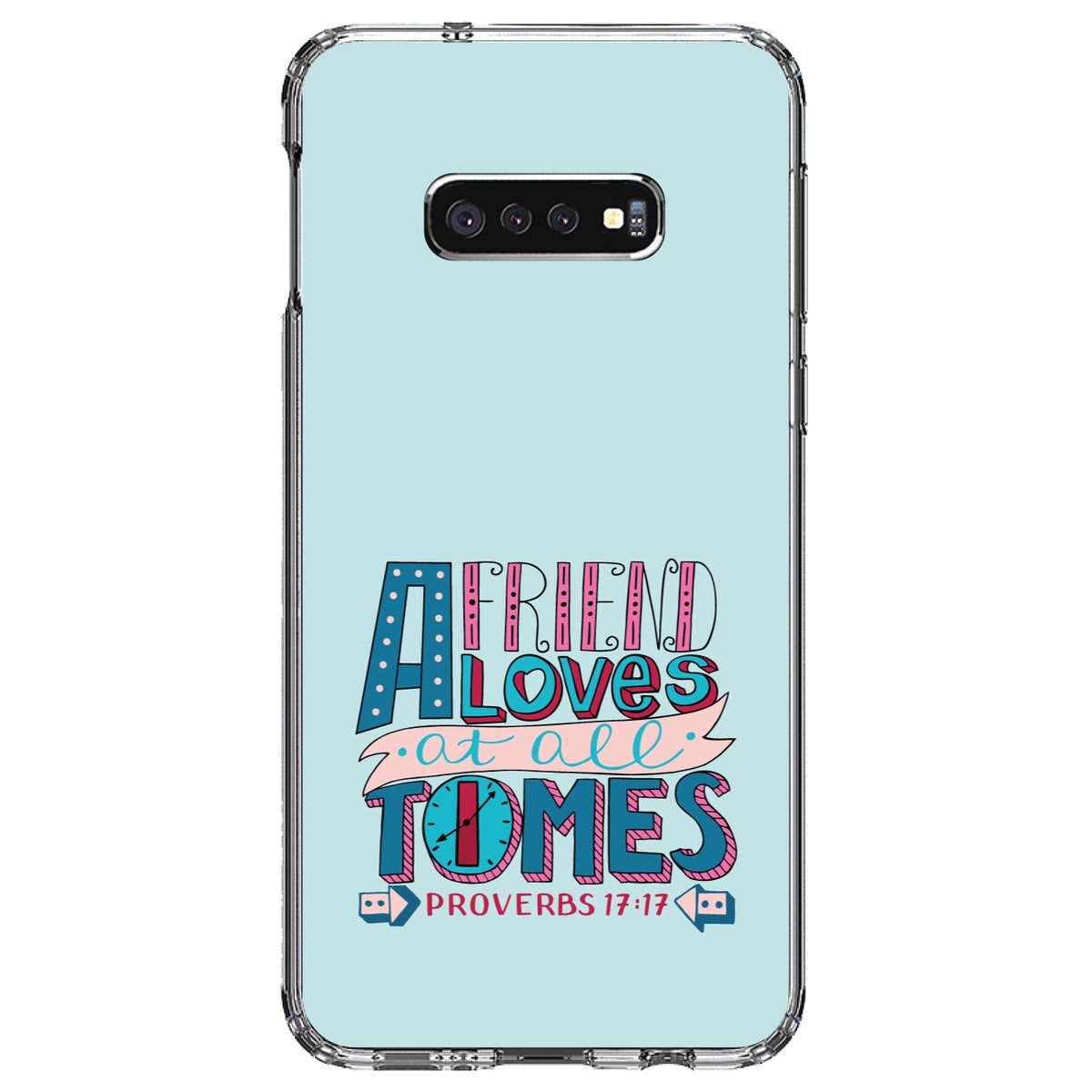 Proverbs 17:17, Clock, Friend Loves at All Times Clear Shockproof iPhone Case, view 18