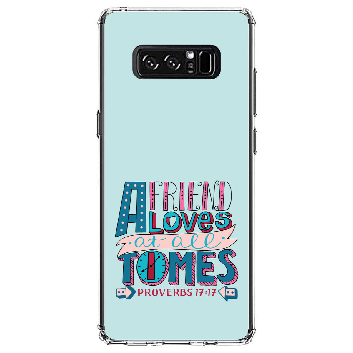 Proverbs 17:17, Clock, Friend Loves at All Times Clear Shockproof iPhone Case, view 12