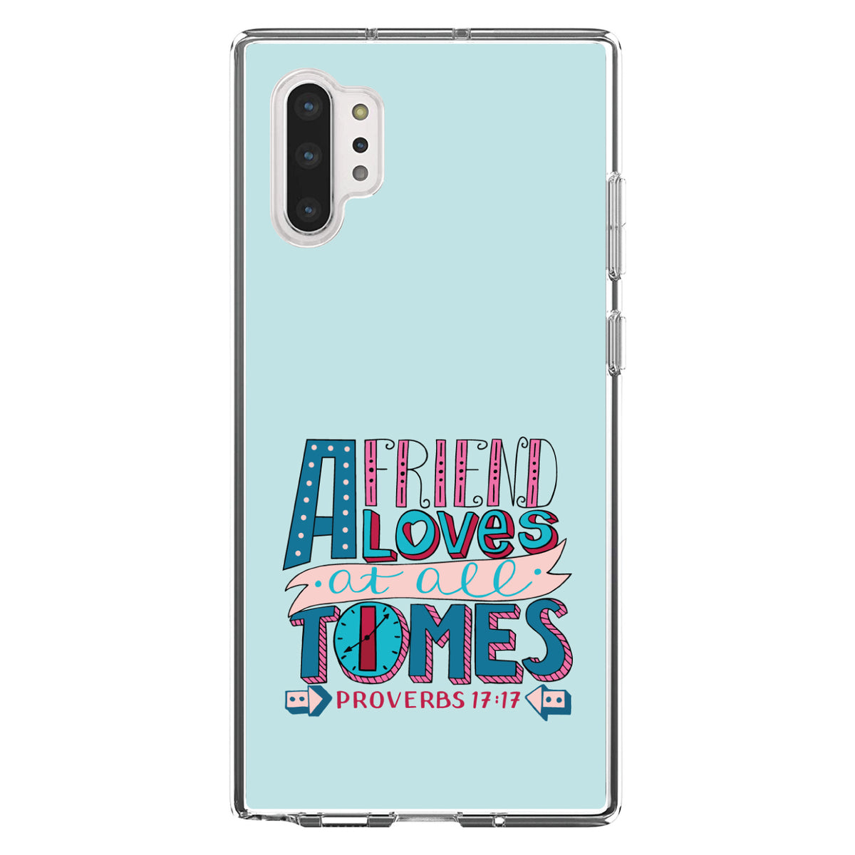Proverbs 17:17, Clock, Friend Loves at All Times Clear Shockproof iPhone Case, view 10