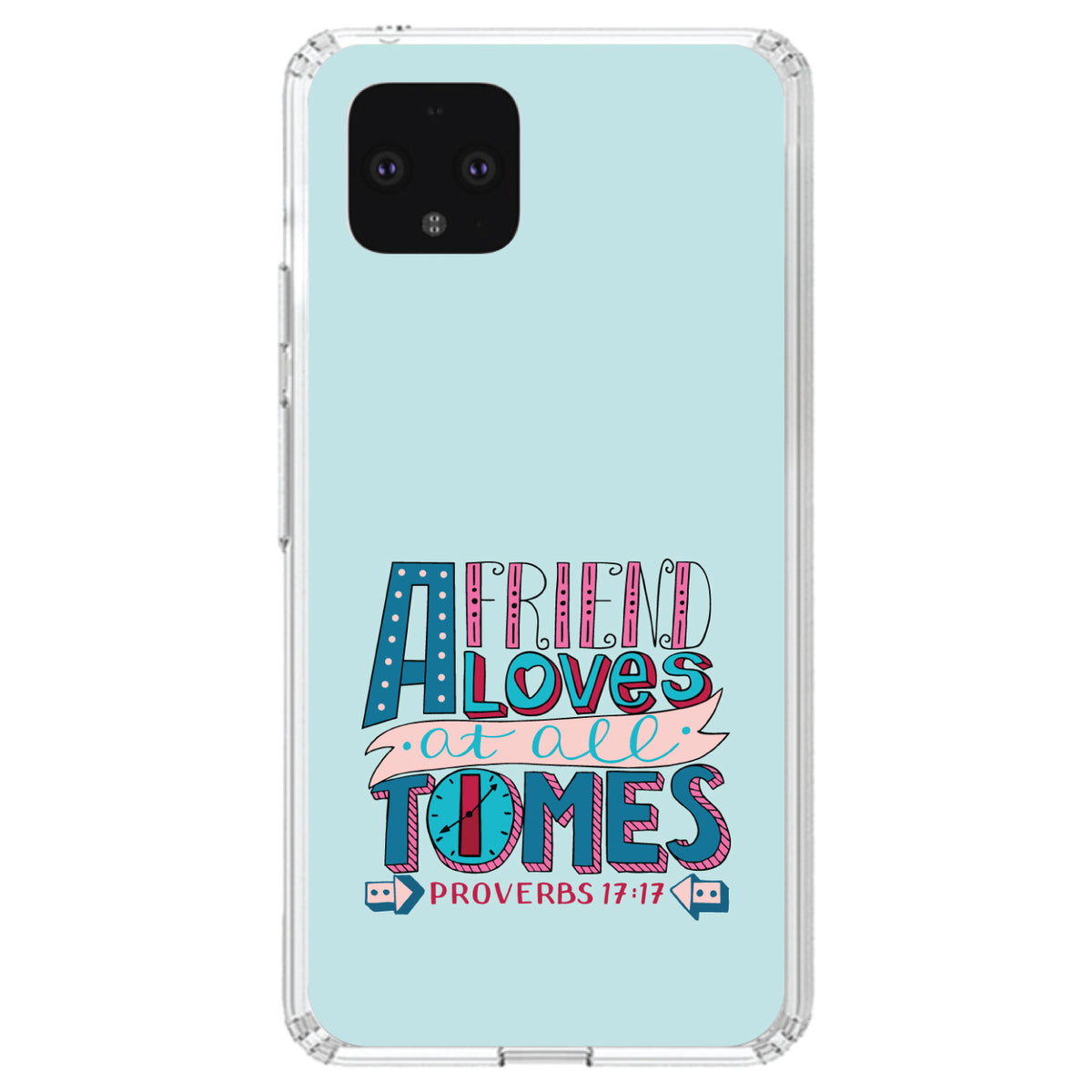 Proverbs 17:17, Clock, Friend Loves at All Times Clear Shockproof iPhone Case, view 23
