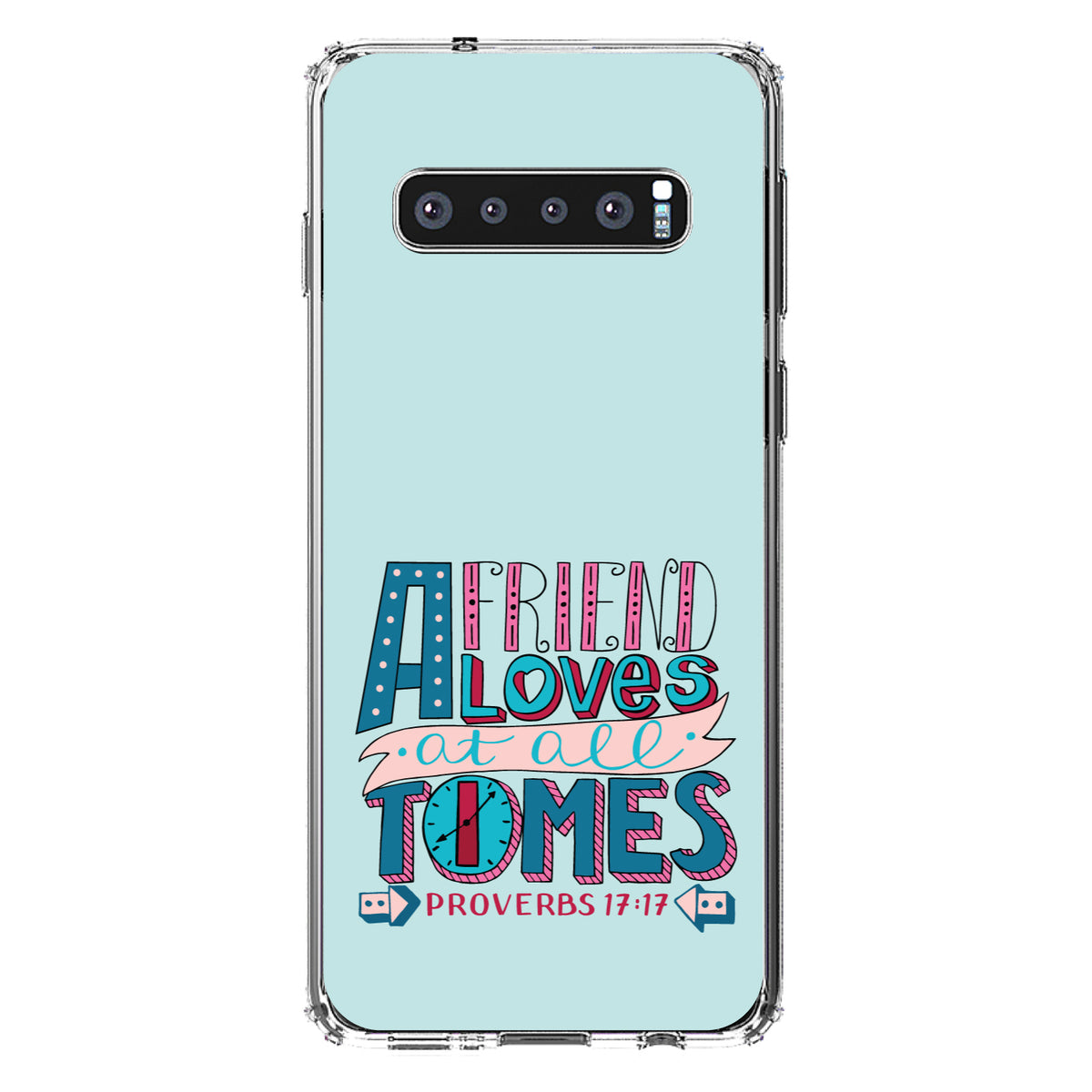 Proverbs 17:17, Clock, Friend Loves at All Times Clear Shockproof iPhone Case, view 17