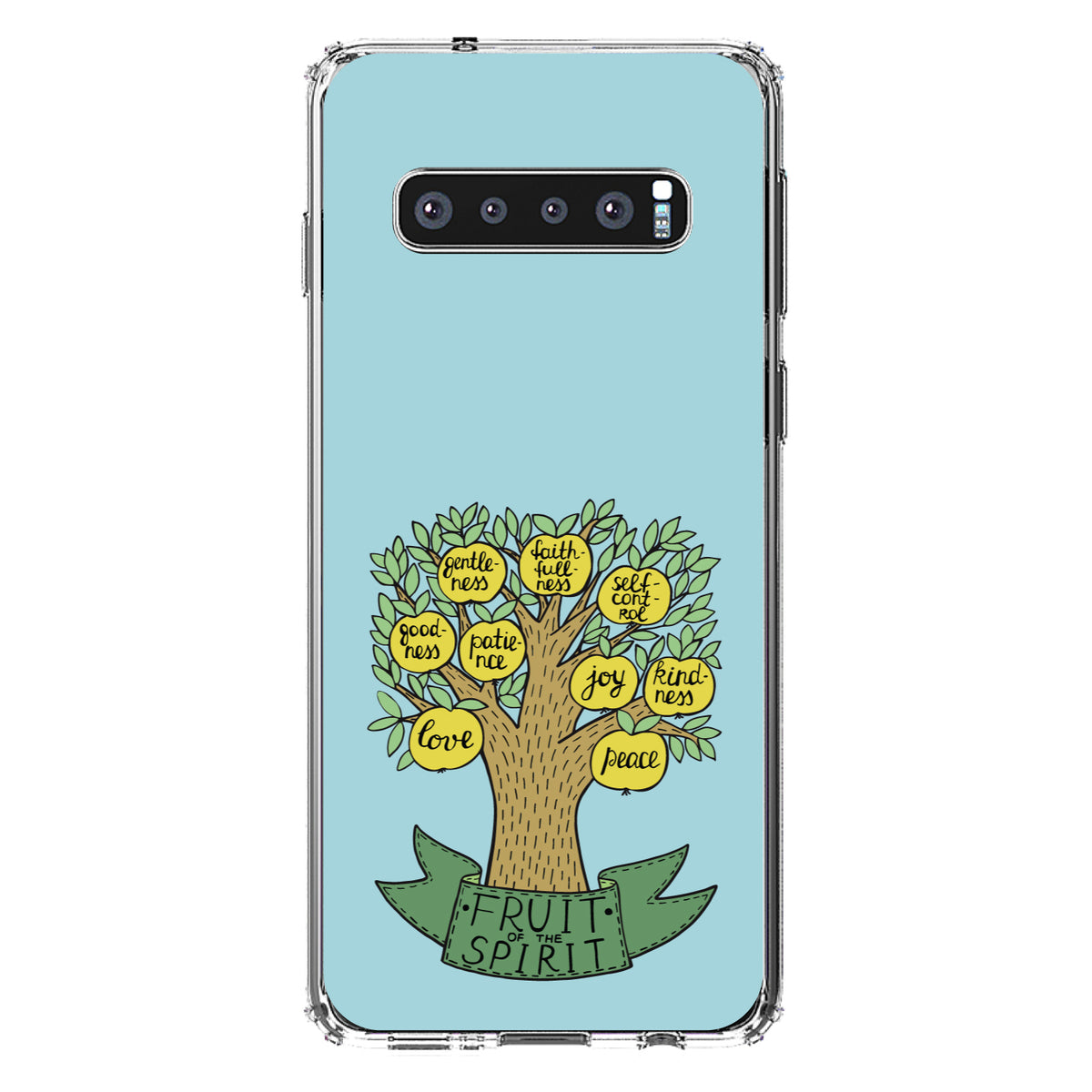 Fruit of the Spirith, Tree, Yellow Teal Clear Shockproof iPhone Case, view 17