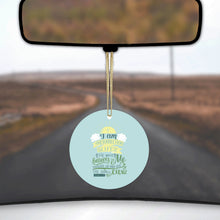 DistinctInk® Hanging Ceramic Christmas Tree Ornament with Gold String - Great Gift / Present - 2 3/4 inch Diameter - John 11:25 - I am the Resurrection and the Life