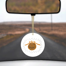 DistinctInk® Hanging Ceramic Christmas Tree Ornament with Gold String - Great Gift / Present - 2 3/4 inch Diameter - In Everything Give Thanks - Orange White