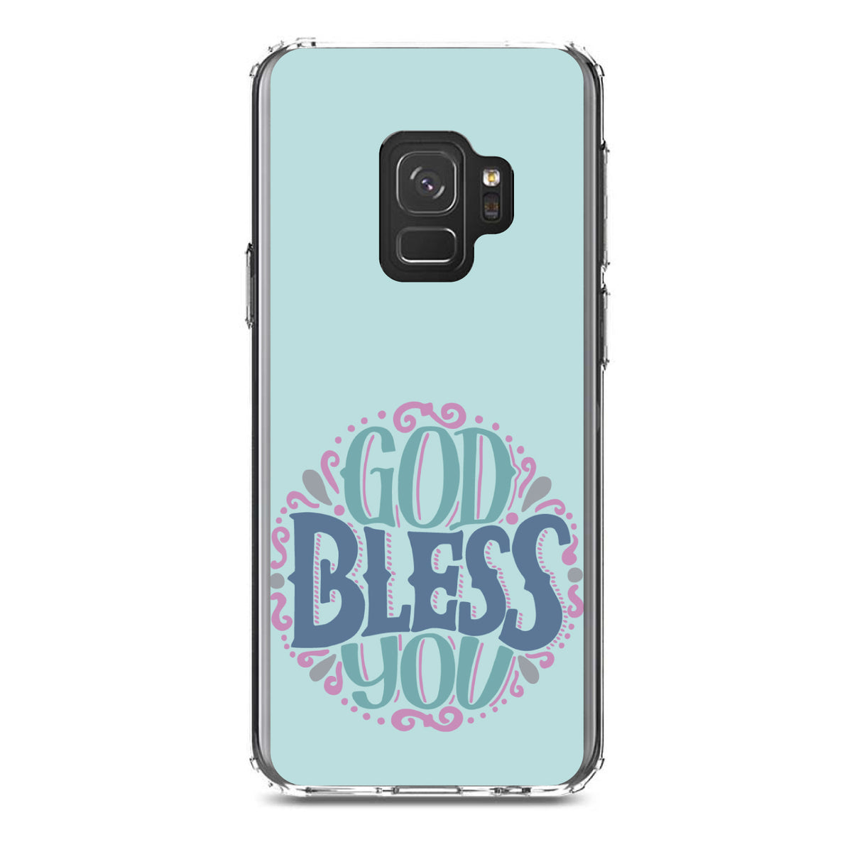 God Bless You, Circle Floral Clear Shockproof iPhone Case, view 19