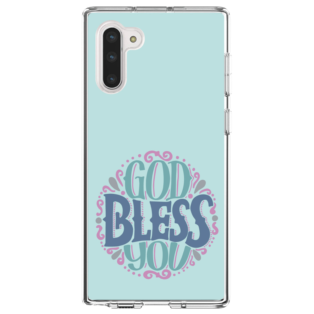 God Bless You, Circle Floral Clear Shockproof iPhone Case, view 9