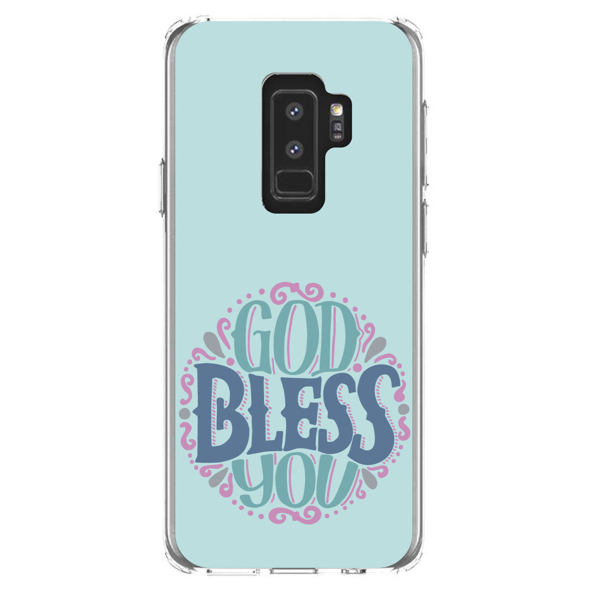 God Bless You, Circle Floral Clear Shockproof iPhone Case, view 20