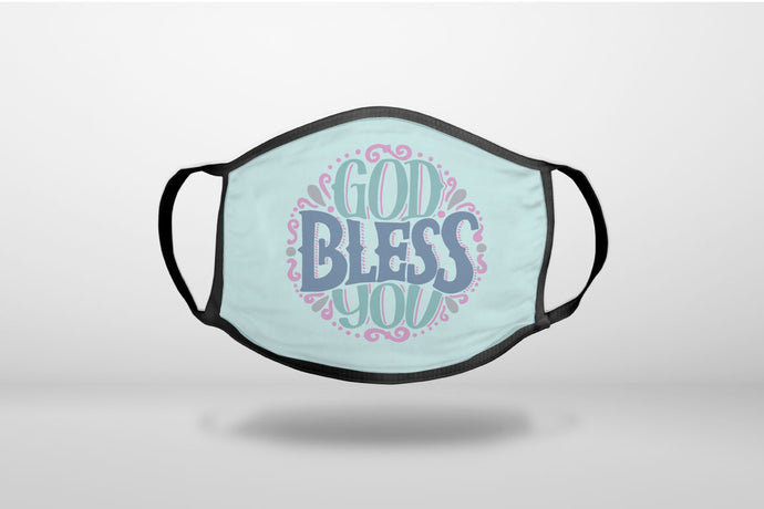 God Bless You - Circle Floral - 3-Ply Reusable Soft Face Mask Covering, Unisex, Cotton Inner Layer