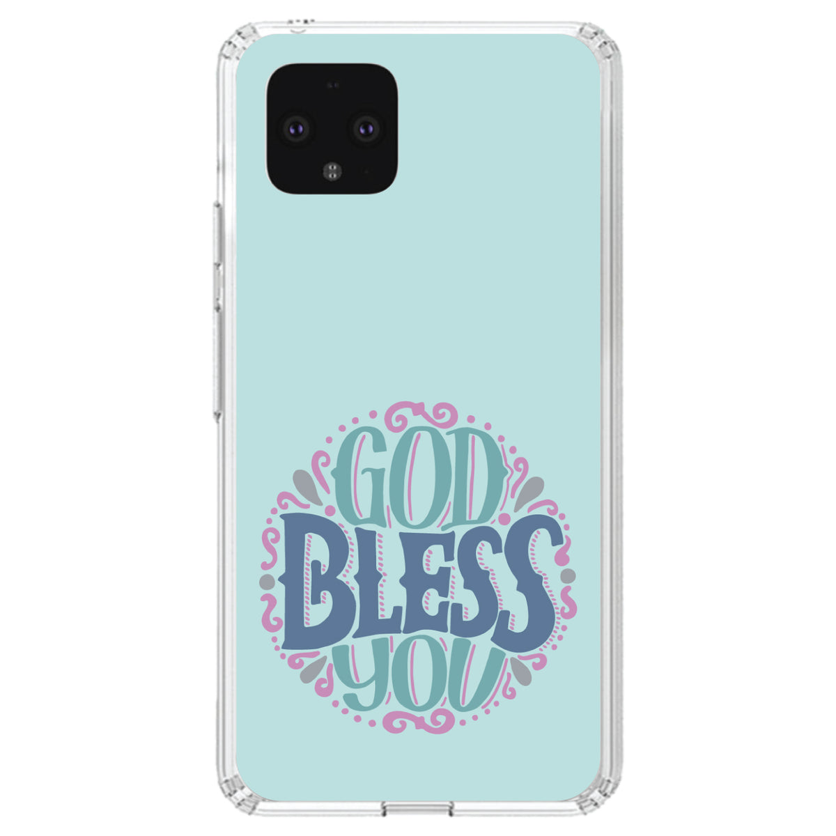 God Bless You, Circle Floral Clear Shockproof iPhone Case, view 23