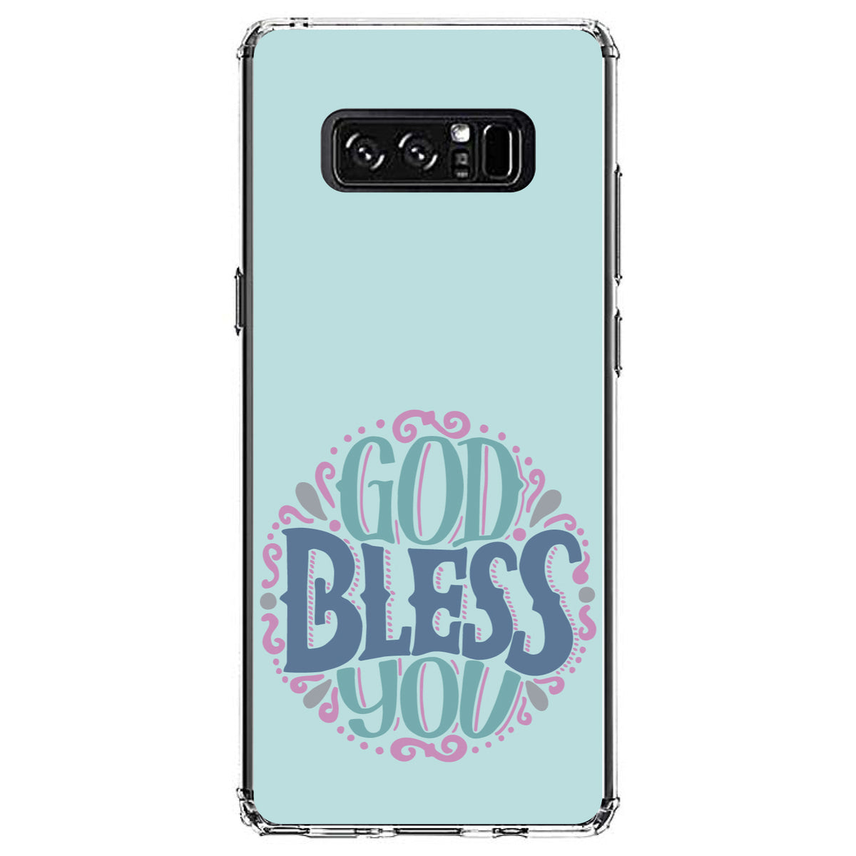 God Bless You, Circle Floral Clear Shockproof iPhone Case, view 12