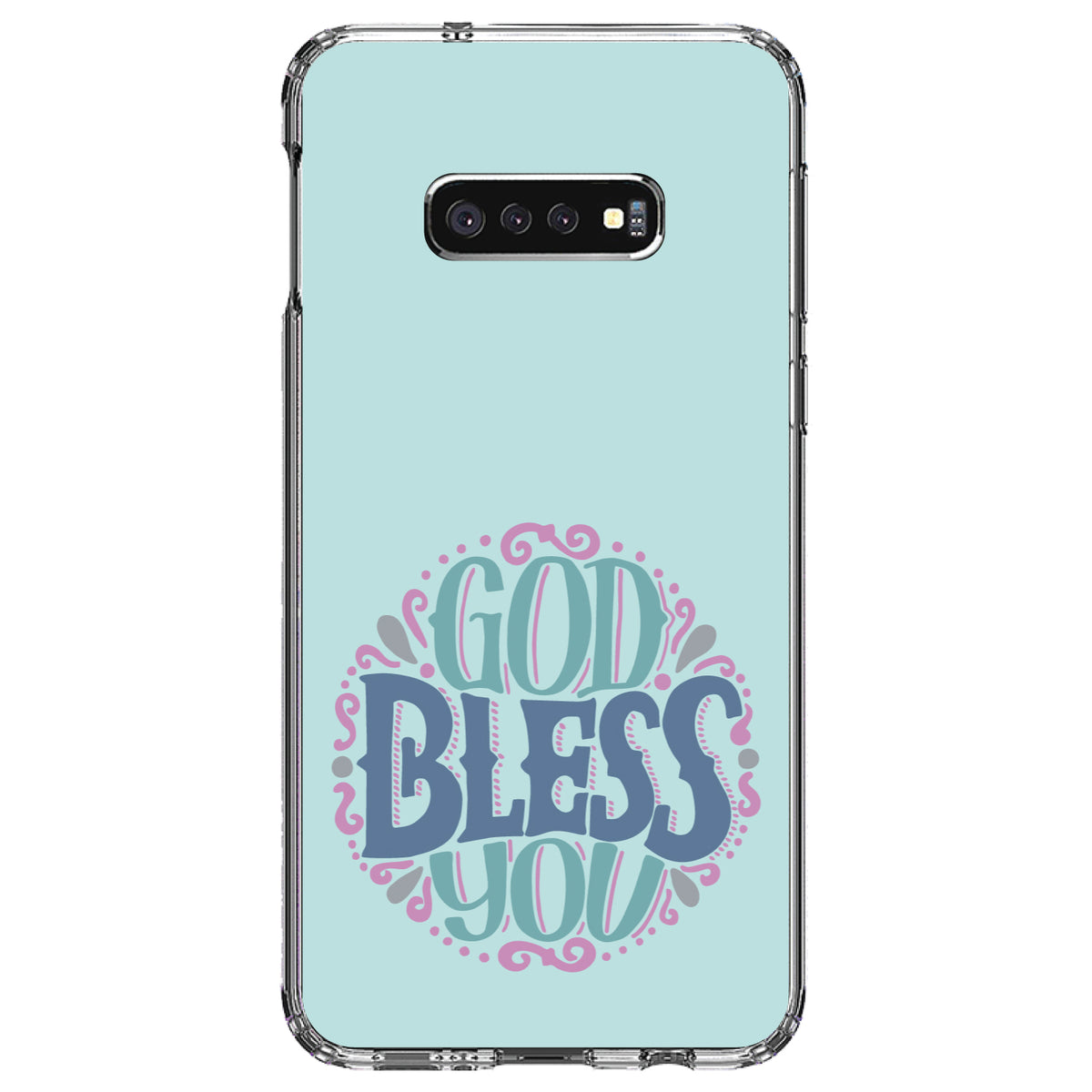 God Bless You, Circle Floral Clear Shockproof iPhone Case, view 18