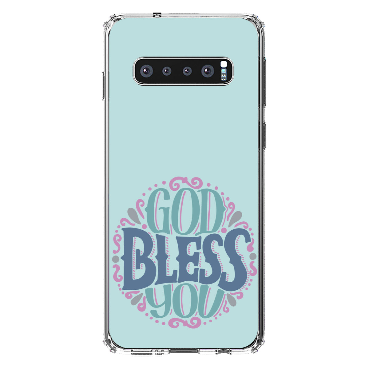 God Bless You, Circle Floral Clear Shockproof iPhone Case, view 16