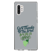 DistinctInk® Clear Shockproof Hybrid Case for Apple iPhone / Samsung Galaxy / Google Pixel - Give Thanks to the Lord For He Is Good - Grapes