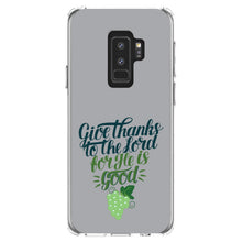 DistinctInk® Clear Shockproof Hybrid Case for Apple iPhone / Samsung Galaxy / Google Pixel - Give Thanks to the Lord For He Is Good - Grapes