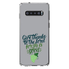 DistinctInk® Clear Shockproof Hybrid Case for Apple iPhone / Samsung Galaxy / Google Pixel - Give Thanks to the Lord For He Is Good - Grapes
