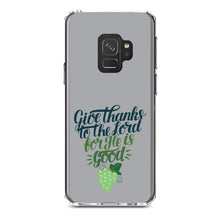 DistinctInk® Clear Shockproof Hybrid Case for Apple iPhone / Samsung Galaxy / Google Pixel - Give Thanks to the Lord For He Is Good - Grapes